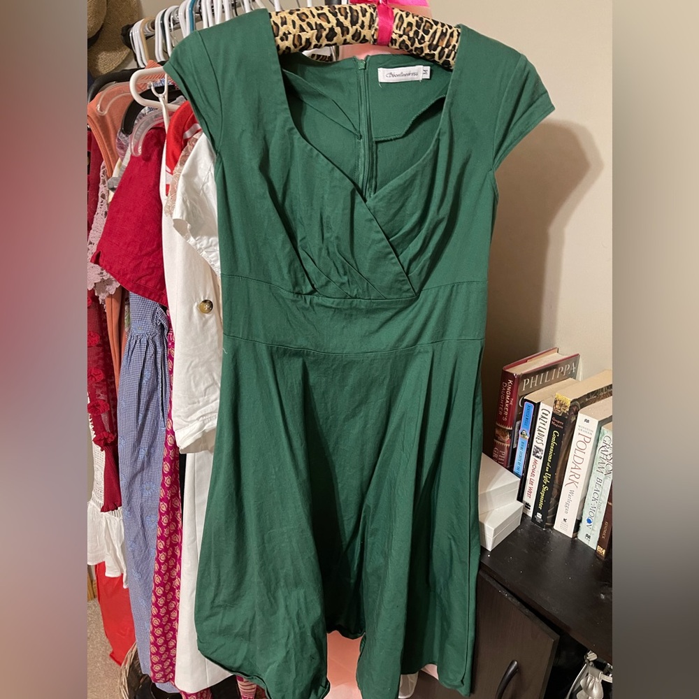 Forest Green Rockabilly Swing Dress size Medium